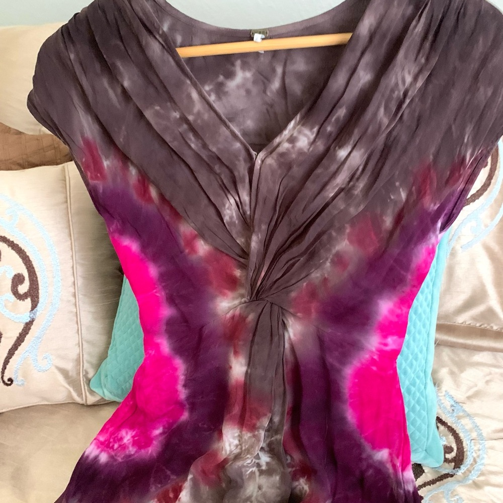 Young, Fabulous & Broke Helena Solar Flare Brown Tie Dye Maxi Dress - Picture 6 of 13
